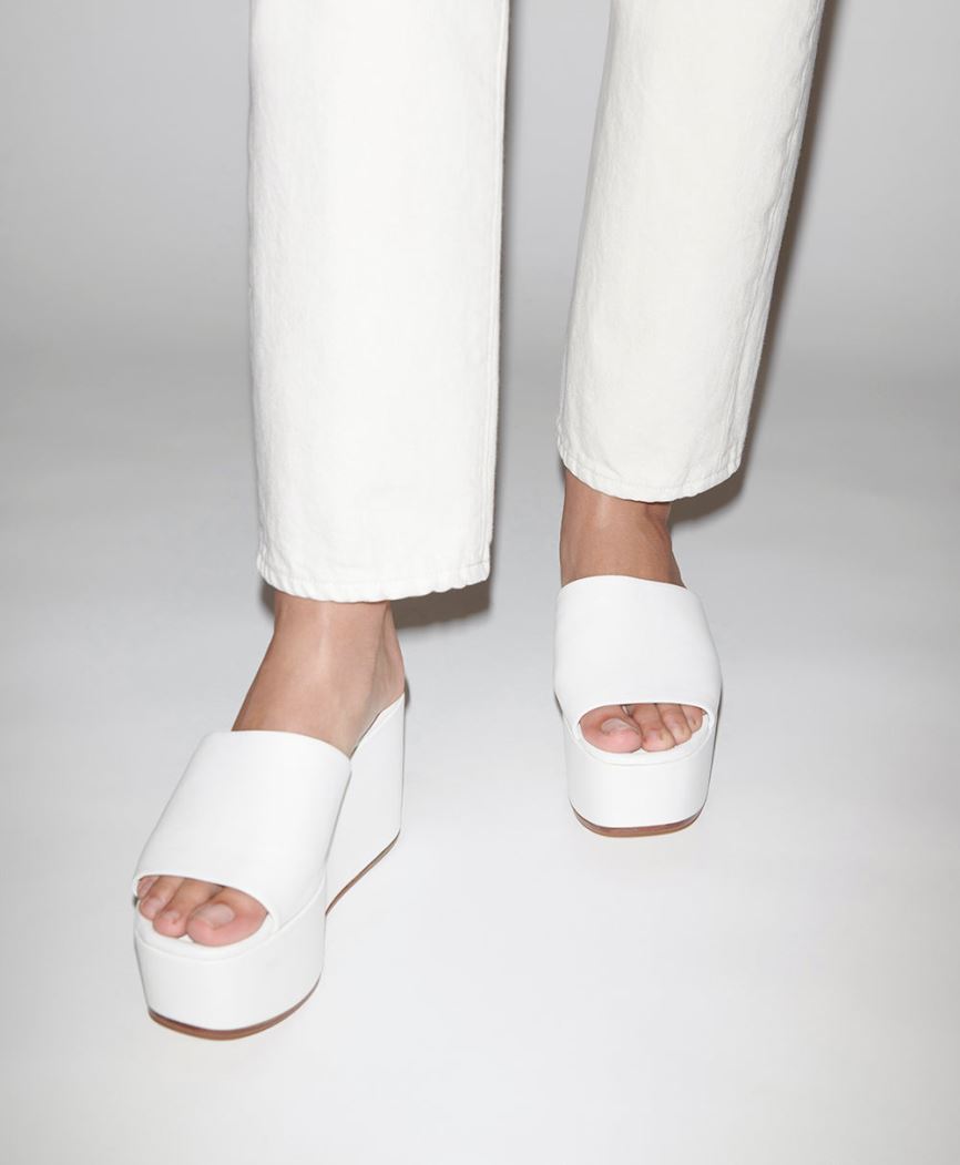 Women's Mansur Gavriel Platform Mules White | AU 7M08WH